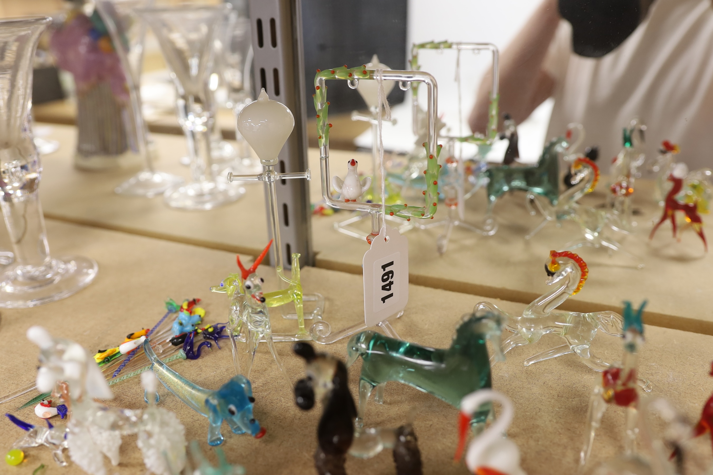 A group of Venetian glass toy animals, etc., tallest 16cm high (39)